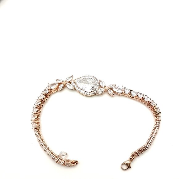 Fashion Tennis Bracelet Mixed Cut CZ Crystal Statement Piece Rose Gold NWOT - Picture 9 of 16